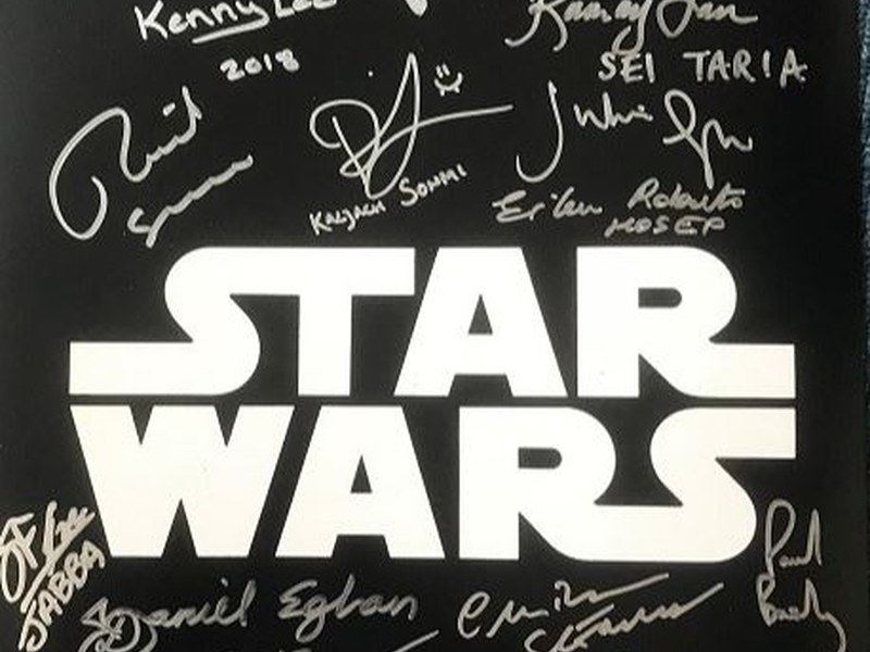 A multi-signed Star Wars display